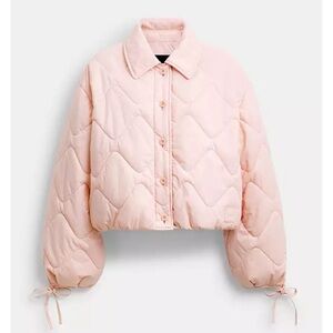 NEW Coach Women’s Quilted Blouson Jacket In Recycled Nylon Pink Medium